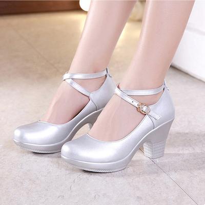 Plus Size 33 -43 Women High Heels Ladies Party Dress Heels Pumps Solid Womens Office Shoes Platform Round Toe Womans Dance Shoes