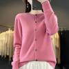 Women's Wool Cardigan: Autumn/Winter Round Neck Long Sleeve Knit Sweater, Slimming & Loose Fit