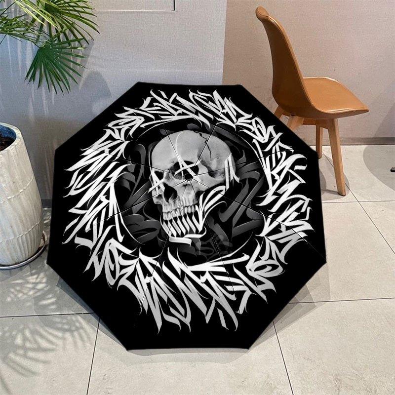 Gothic Skull J Theme Automatic Folding Umbrella Its Portable And Foldable Design Makes It a Suitable Leisure Outdoor Item for Any Season