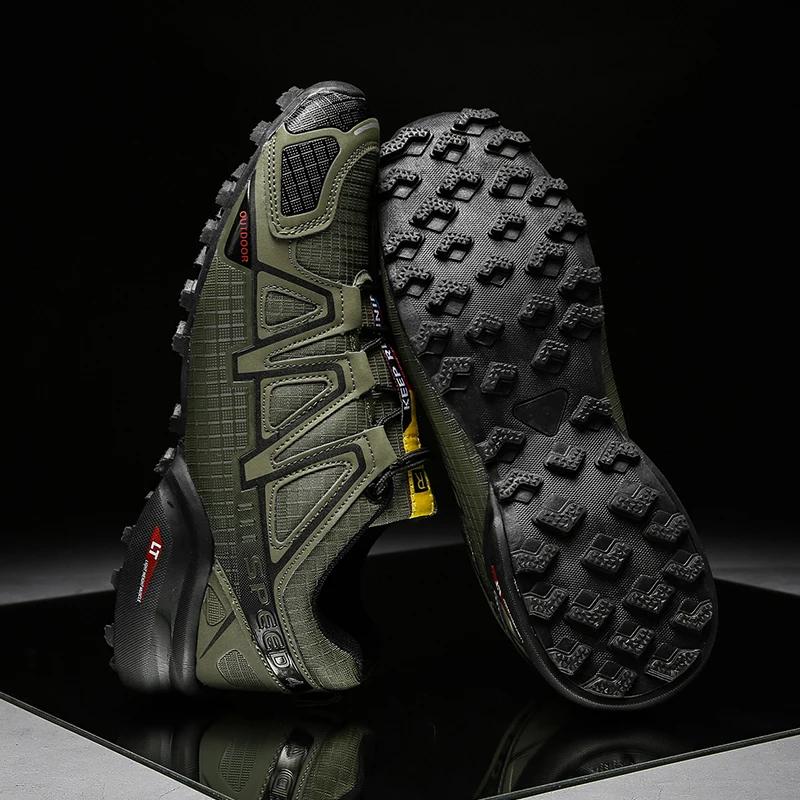 Men's Waterproof Hiking Shoes Outdoor Training Shoes Lace Up Anti Slip Climbing Shoes Wear-resistant Hunting Climbing Sneakers