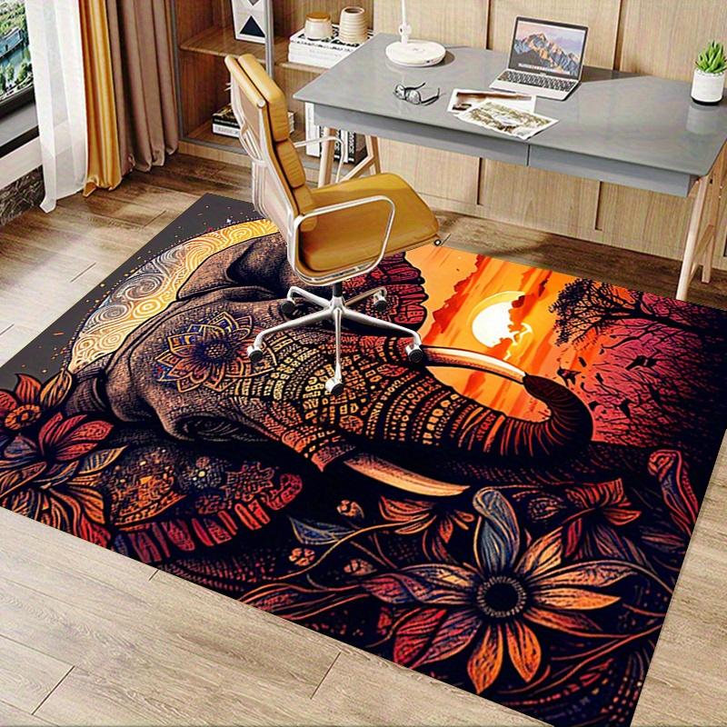 1pc. Ethnic Elephant Mandala Rug Home Decorative Carpet Office Chair Cover Outdoor Mat Gift for Living Room Bedroom Yoga Studio