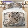 White Tiger Pattern Bedding Quilt Set Quilt Cover Pillowcase Home Decoration Birthday Gift (1 * duvet cover + 2 * pillowcase, without core)