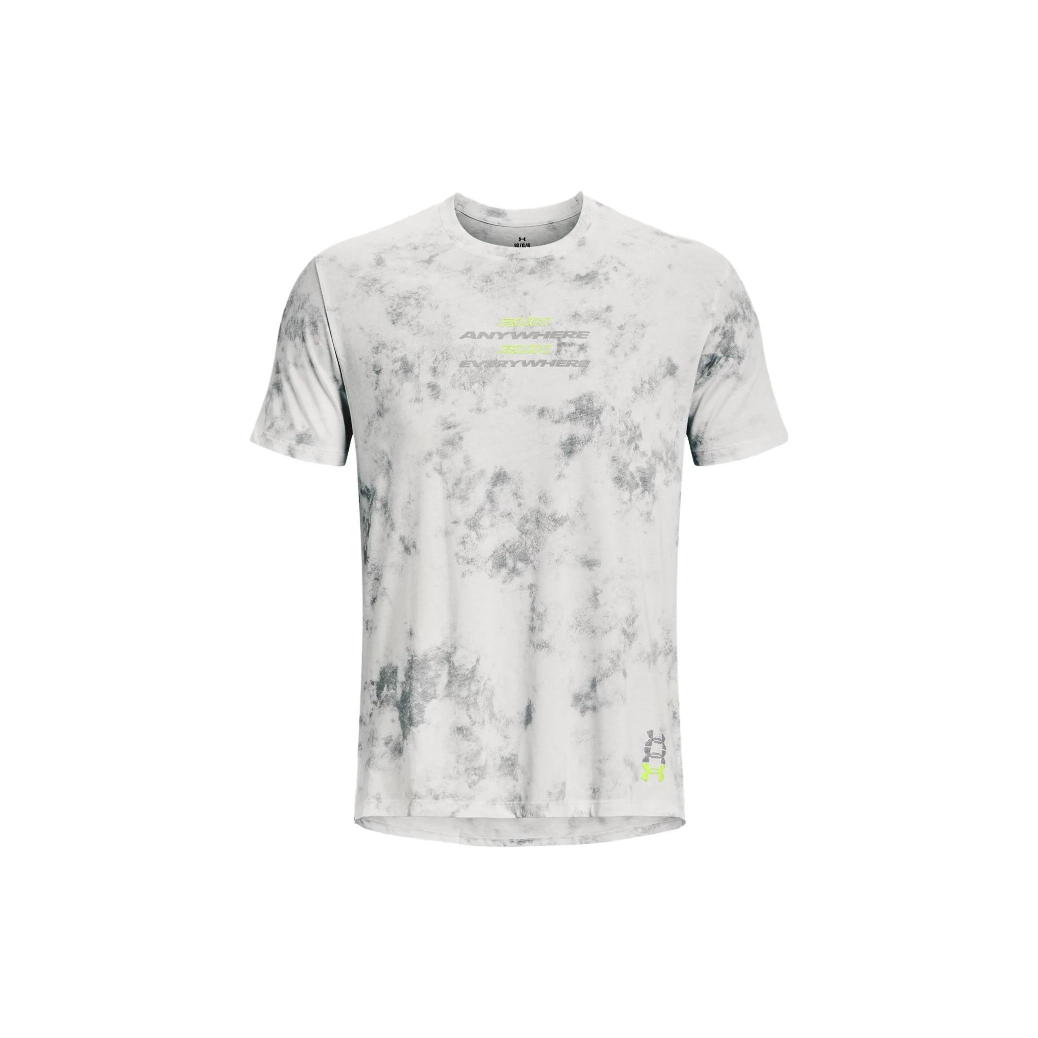 Under Armour Run Anywhere T-Shirt Grey Lime Men s 1376500-006 L