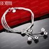 925 Sterling Silver Multi Snake Chain Frosted Smooth Bead Pendant Bracelet Fashionable Wedding Jewelry