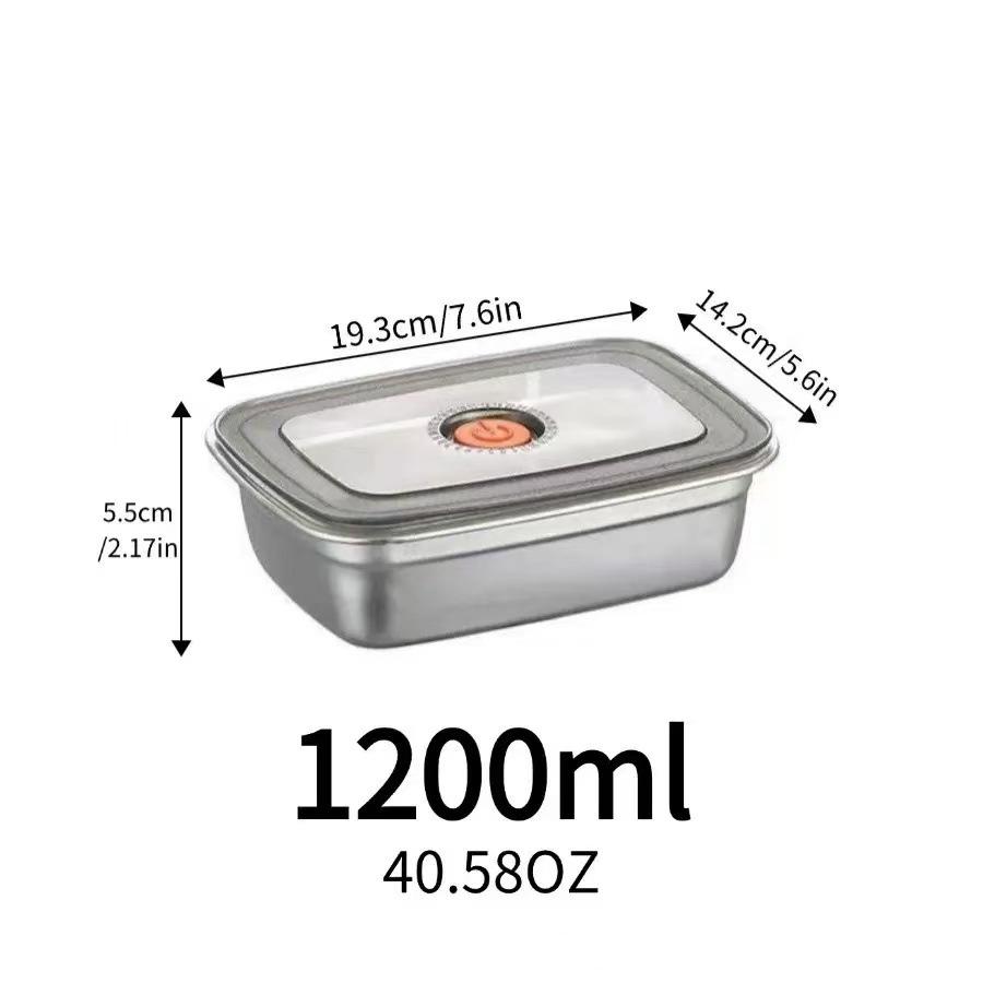 

German Stainless Steel Antibacterial Food Storage Box with Sealed Lid, Rectangular and Portable, Safe for Refrigerator, Oven, and Freezer.