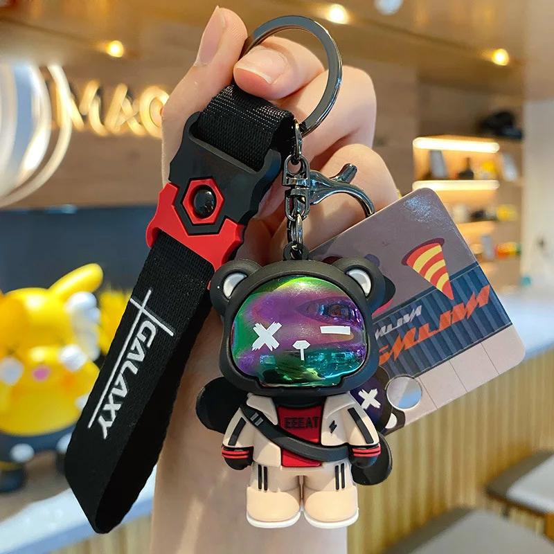 Cartoon Bear Keychain Punk Animal Keyring Car Bag Pendant Key Chains Couple Halloween Gift