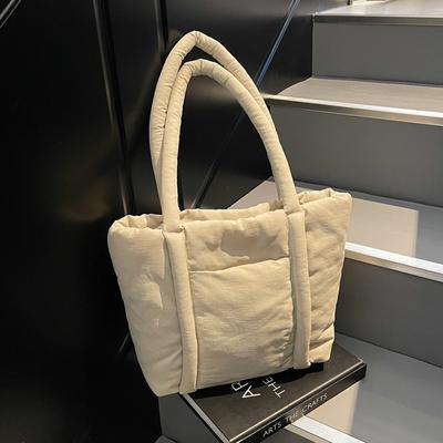 New Tote Bag Women's Cotton Clothes Shoulder Bag Large Capacity Handbag Leisure Students Class Nylon Bag