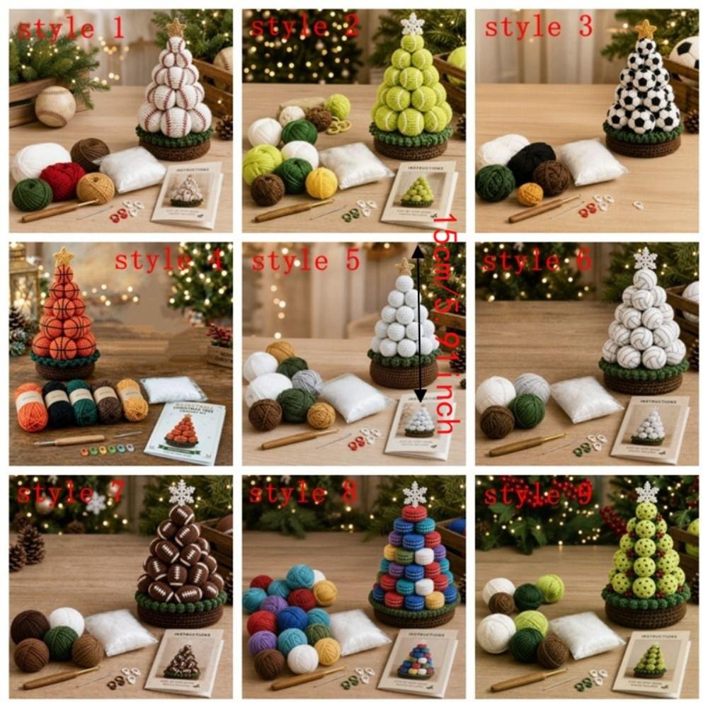 3D Knitted Christmas Tree Craft Set Sports Ball Christmas Tree Material Kit Home Decoration