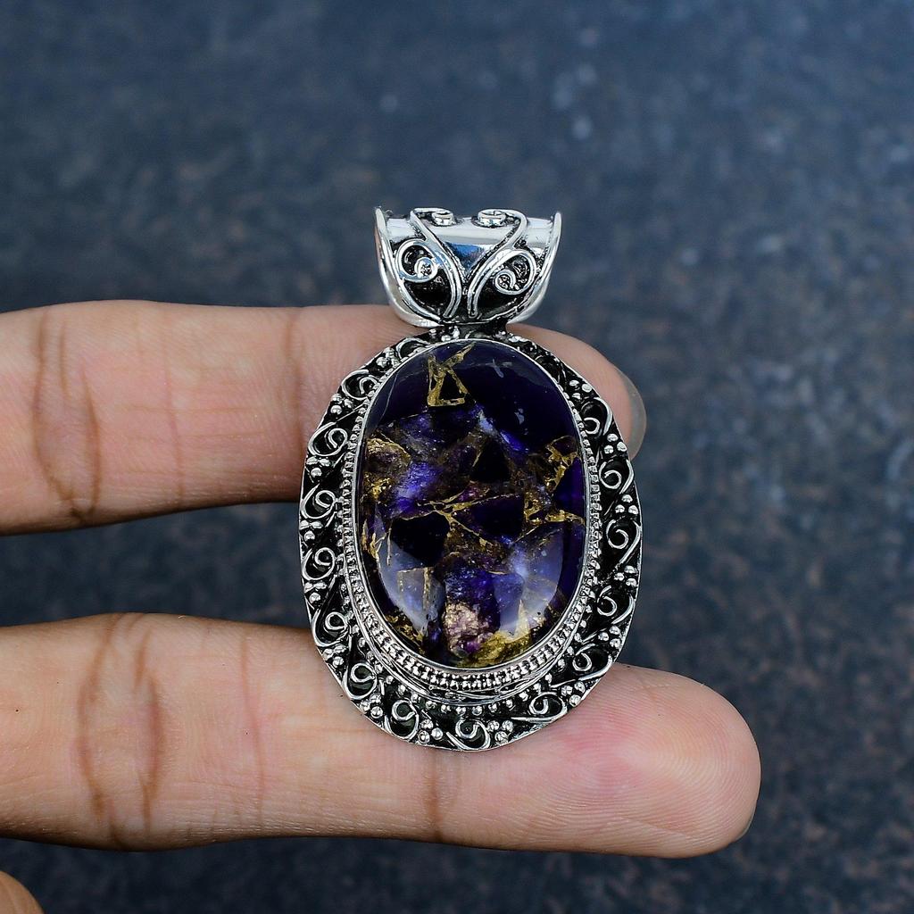 Copper Amethyst Handmade Gemstone Jewelry, 925 Solid Sterling Silver Pendant Antique Jewelry, Love Forever Gift