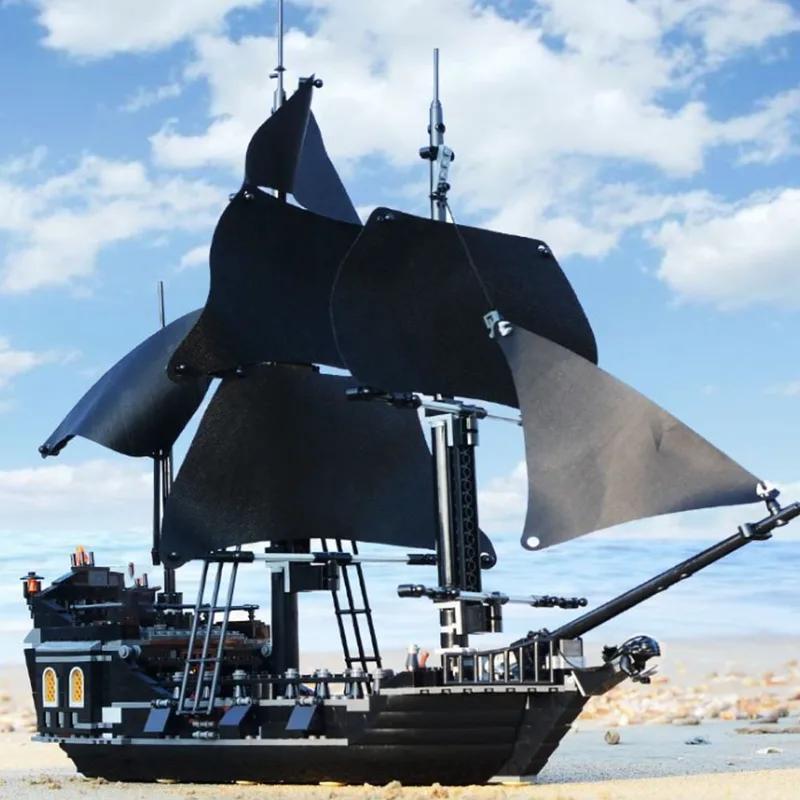 Moc Pirates Of The Caribbean Ship Revenge Warship Black Pearl Sailboat Building Block Bricks Moc 4195 Assembly Toys Kid Gift