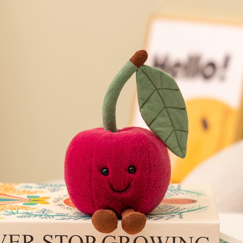 Cute Simulated Fruit Series Apple Banana Cherry Dragon Fruit Doll Pendant Plush Toy Backpack Keychain