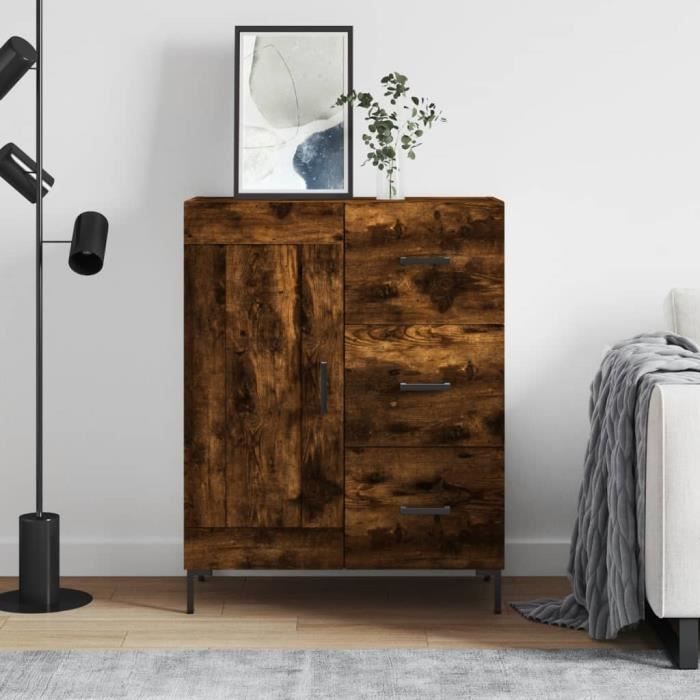 VidaXL Buffet chêne fumé 69,5x34x90 cm bois d'ingénierie 830265