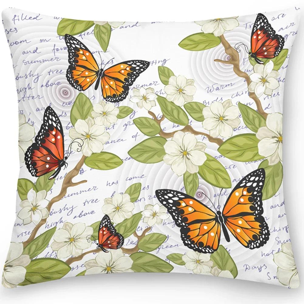 Pillow Office Sofa Butterfly Print Double Sided Cover Square Cushion