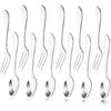 12pcs Stainless Steel Tea Dinner Server Spoon and Cake Fruit Forks Kitchen Accessory Wedding Party for Dessert, Salad, Appetizer, Cocktail(6 Forks +