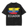 Ecuador Country Ecuadorian Flag T Shirt Hip Hop Washed Short Sleeve Oversize Tshirts  Vintage Men Women Tops Streetwear Tees