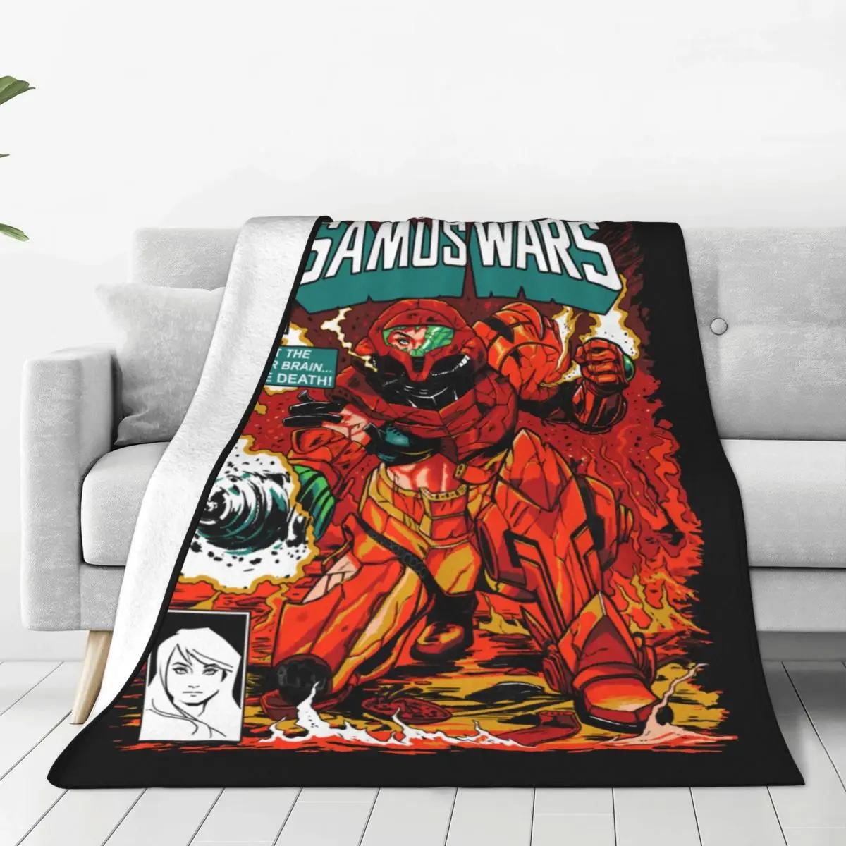 

Samus Wars Blankets Fleece Decoration Super Metroid Multifunction Super Warm Throw Blankets for Sofa Bedroom Bedspreads 80x120cm