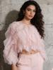 Elegant Ruffle Patchwork Round Neck Top for Women - 2026 Spring/Autumn Collection