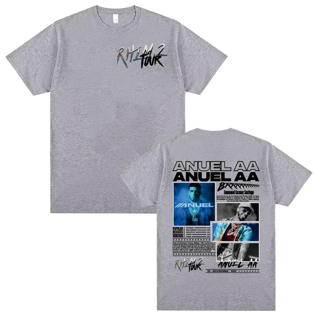 Rapper Anuel AA Rhlm 2 Album 2025 Tour Tshirts Unisex Women Fashion Hip Hop Gothic Clothes T Shirt Short Sleeve Tshirt Streetwear