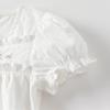 Girls' White Square Collar Summer Shirt