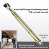 Motorized Rotating Ratchet Extended Wrench Hand Tool With Additional Grip For Simple Bolt Removal In Difficult Locations