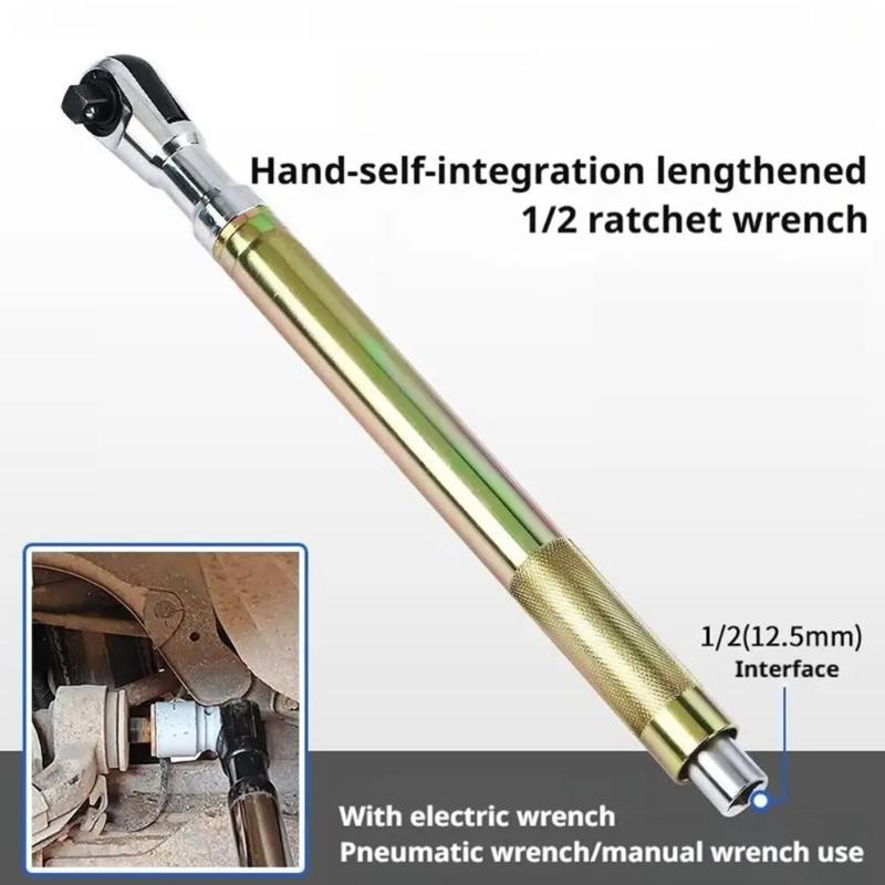 Motorized Rotating Ratchet Extended Wrench Hand Tool With Additional Grip For Simple Bolt Removal In Difficult Locations