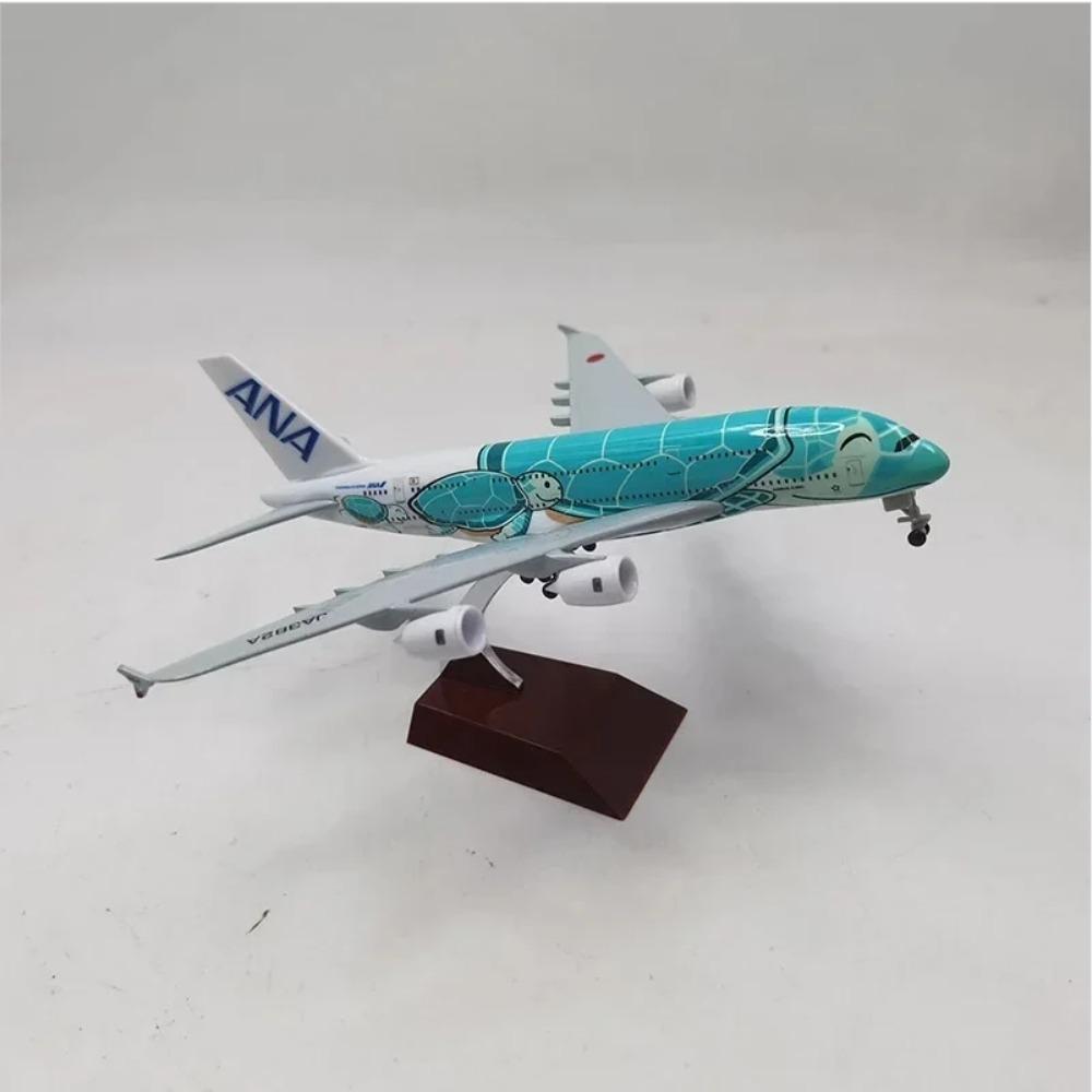 1/400 20cm Air Japan ANA Airlines Airplane Model Toy Green Cartoon Sea Turtle Airbus 380 A380 Airways Metal Alloy Diecast Airplane