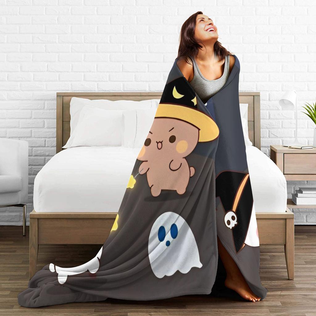 Bubu Dudu Halloween Blanket Ghosts Bats Witches Fuzzy Novelty Soft Throw Blanket for Chair Covering Sofa Autumn/Winter,