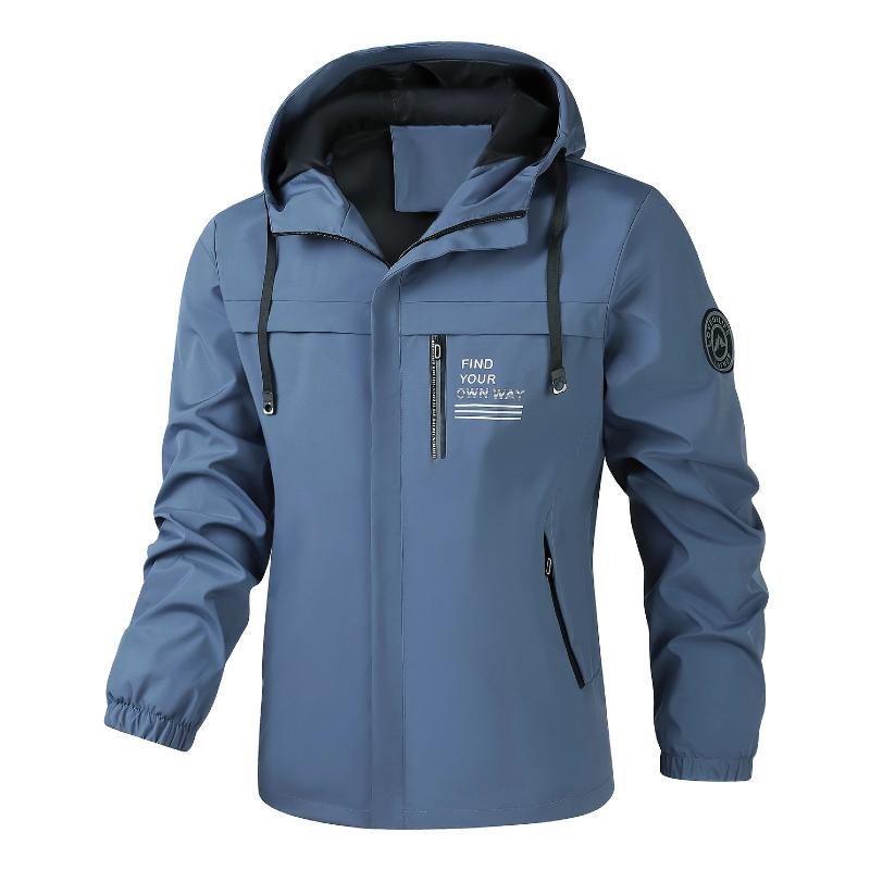 Men s Casual Windbreaker Jacket Hooded Jacket Men s Waterproof Outdoor Soft Shell Winter Outwear Clothing Warm Plus Size S синий
