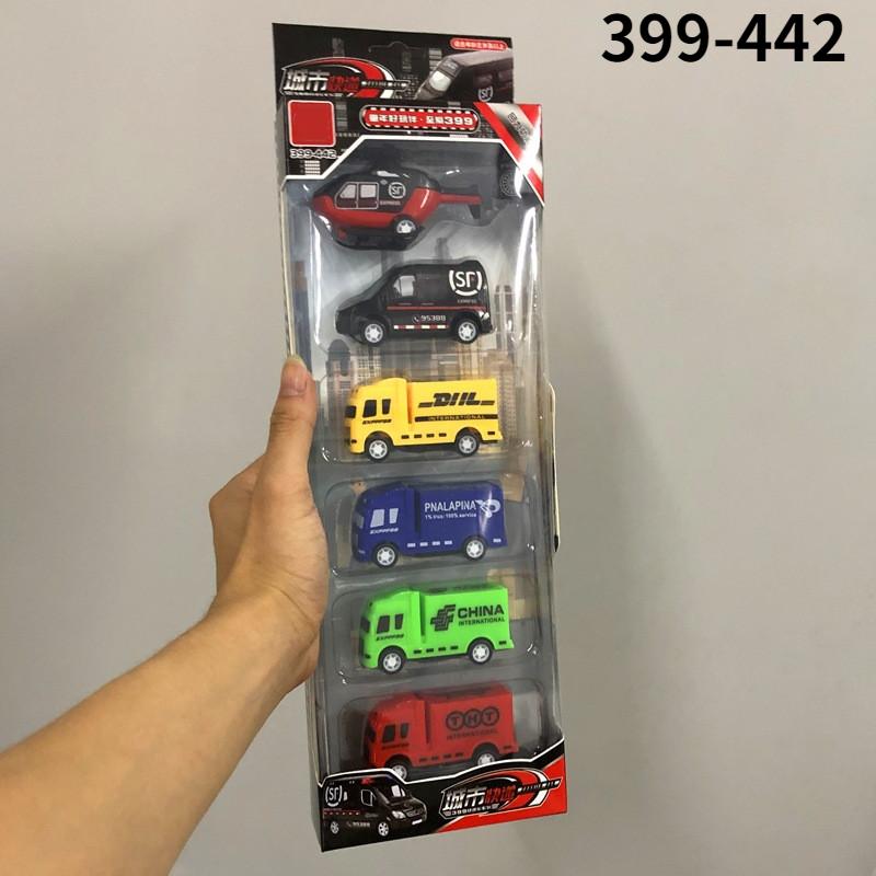 6Pcs Car Model Toy Fire Truck Airplane Police Engineering Model for Boys Christmas Gift Diecast 1/64 Voiture Pull Back Car Toys