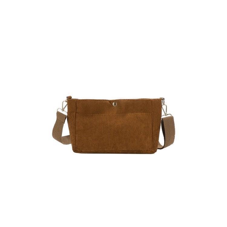 

Chic Vintage Soft Shoulder Bag For Women Featuring Corduroy Texture And Modern Design