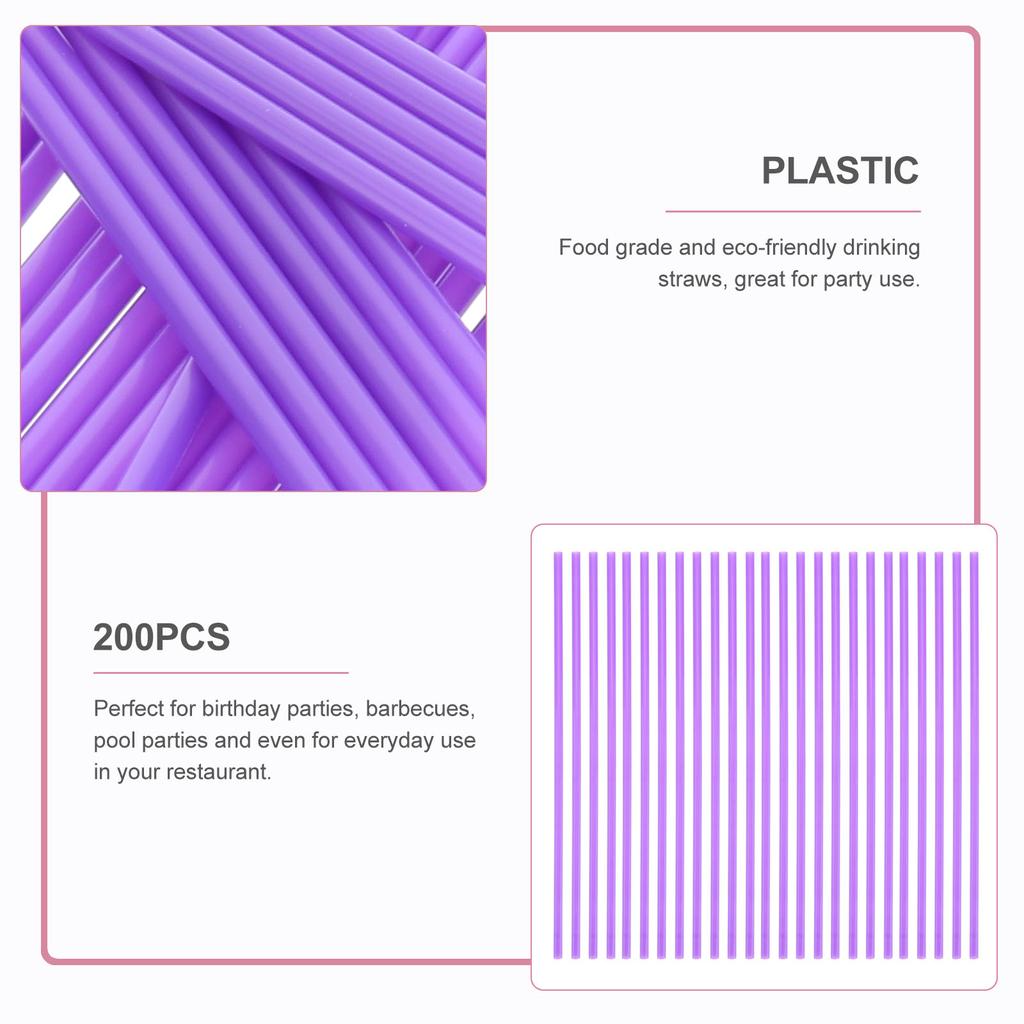 200 Pcs Plastic Straws Disposable Flat Mouth and Straight Drinking Straws Smoothie Drink Straws for Wedding Birthday Party Favor