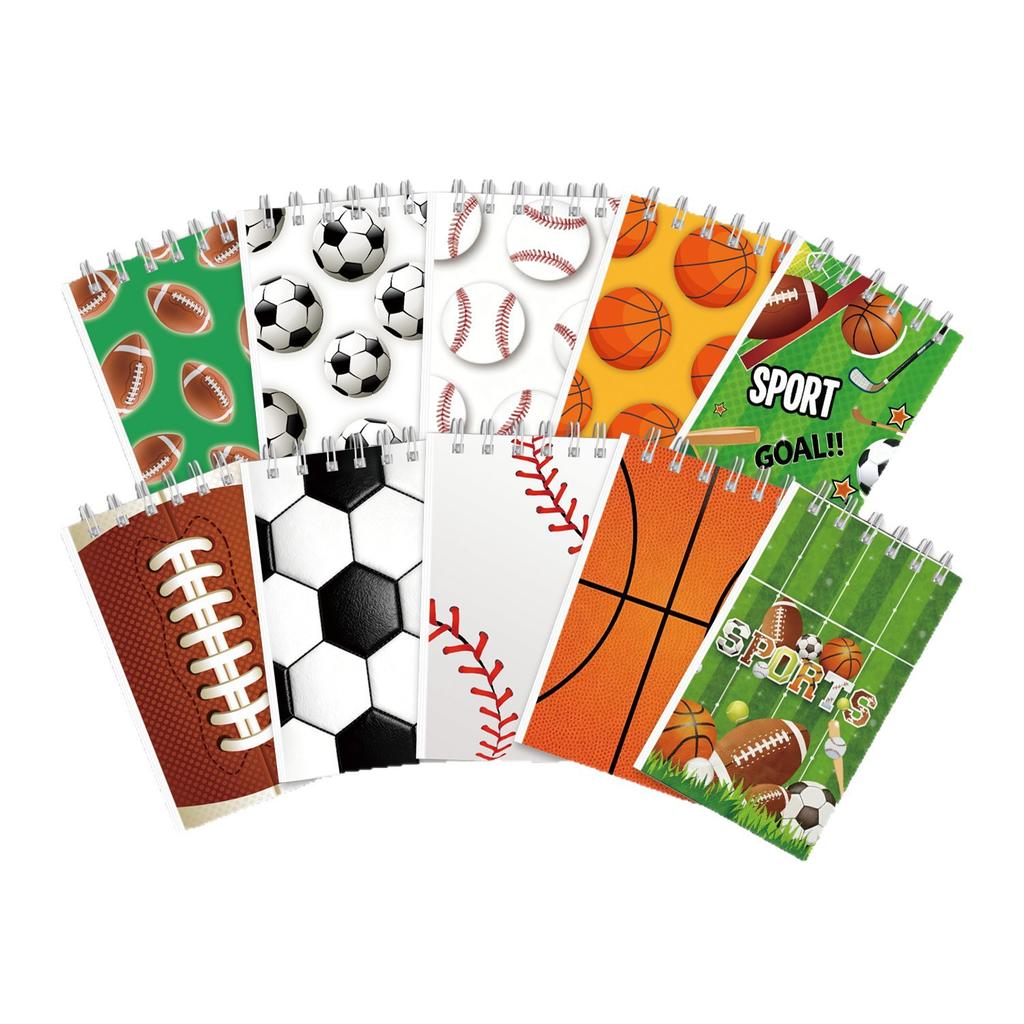 Notepads Baseball Football Soccersports 10 Pcs Spiral Journal Notebooks Football Notepadsnotebooksmini Notepads Spiral Journal