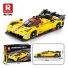 Ungiftig 1370 Teile Gelbes Supercar Bausteine V6 Motor Rennwagen 1:16 Modellbausteine Schreibtisch-Ornament Kinder DIY Spielzeug Weihnachtsgeschenke