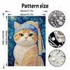 Pearl Painting DIY Kit Cute Cat Wearing Blue Hat Frameless Sparkling Bead Art Canvas Creative Home Decor Craft for Beginners