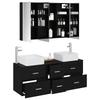 Bathroom Furniture Set 4 Pcs Black Oak Engineered Wood and Glass