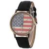 Vintage British Style Quartz Watch With Denim Band And American Flag For Unisex Casual Wear