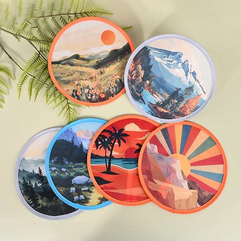 Round Shape Folding Fan Flower Pocket Fans Portable Cooling Fans Home Room
