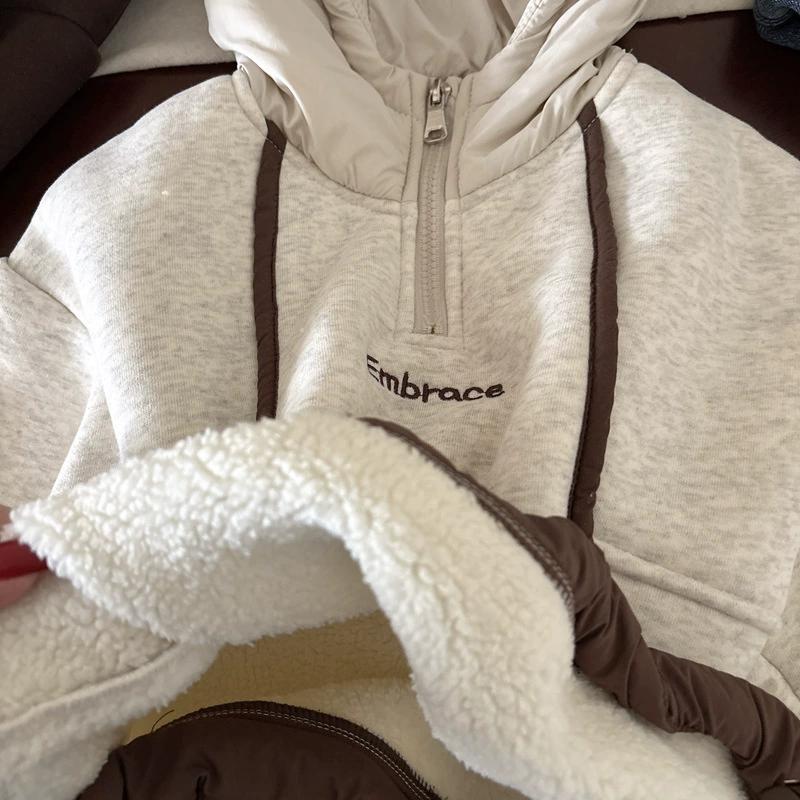 Autunno Inverno Bambini Felpa di Velluto Bambino Top con Cappuccio Abbigliamento Bambini Ragazzi Ragazze Pullover Casual Felpe con Cappuccio Lettere