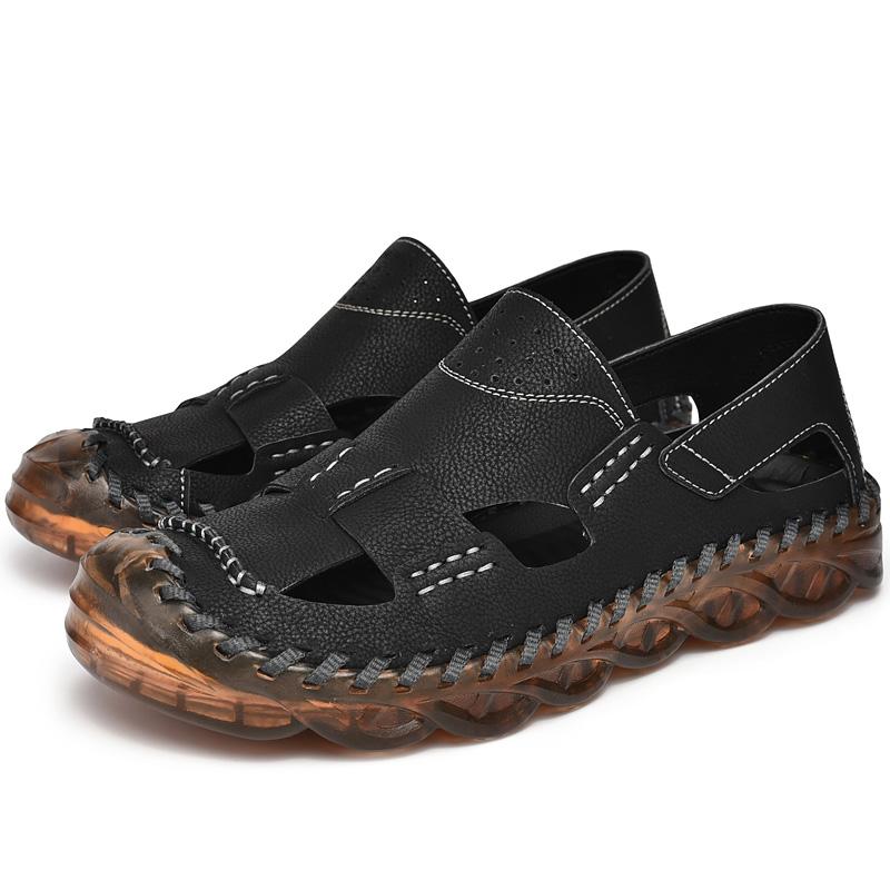 2024 New Beach Summer Men Sandals Genuine Leather Men Casual Shoes Classic Lightweight Roman Sandal Outdoor Fashion Men Slippers