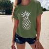 Sommer Mode Kurzarm Rundhals Ananas Print T-Shirt Damen Kurzarm