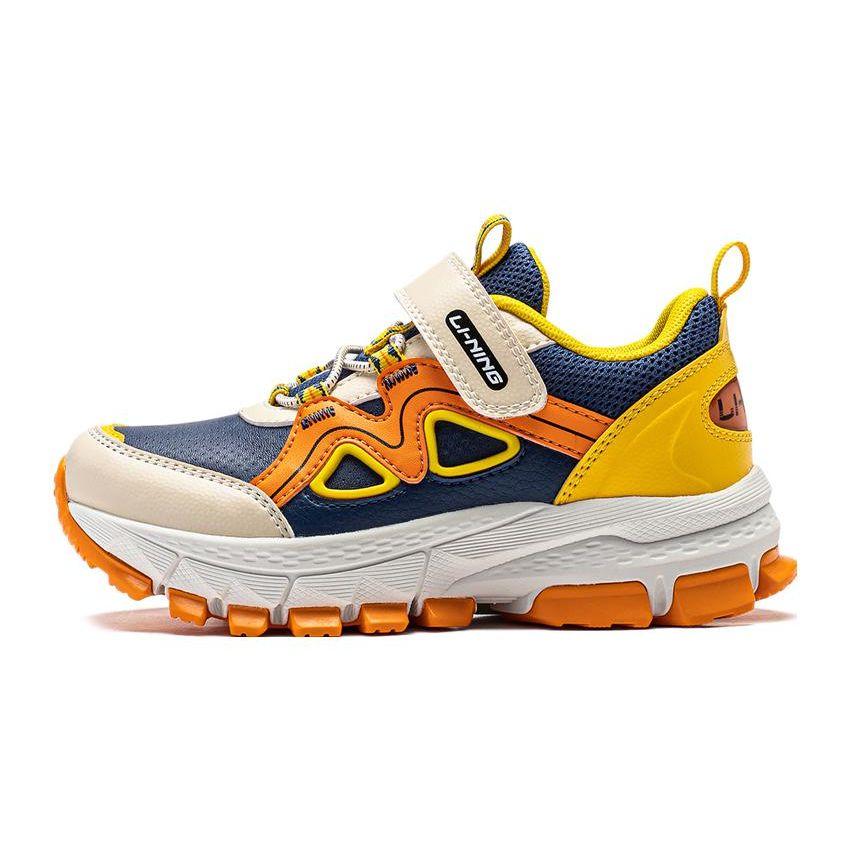 Li Ning Comfortable Versatile Rebound Shock Absorption Low-Top Running Shoes Kids Sneaker Blue Orange Yellow YKNT144-1