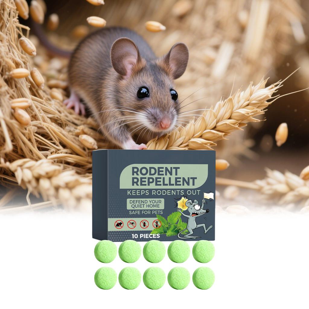 Pastiglie Repellenti per Roditori 10 Pezzi Profumo Naturale alla Menta Deterrente Non Tossico per Roditori per Uso Interno ed Esterno Sicuro per Animali Domestici e Ambiente