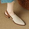 Fashion 2024 New Summer Sandals Mules Cover Toe Sandals Pointed Toe Med Heels Sandals for Women Handmade SheepSkin Ladies Shoes