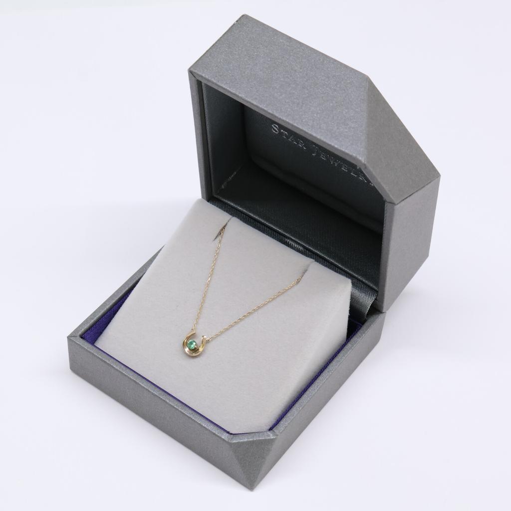 STAR JEWELRY [Excellent Condition] 2JN1070 K10 HORSESHOE EMERALD NECKLACE Horseshoe Emerald Necklace Yellow GoldUsed