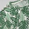 Women's Tropical Plant Print Short Sleeve Top Minimalist, Soft & Comfy, Elegant for Daily Casual, City Walks, Versatile & Trendy