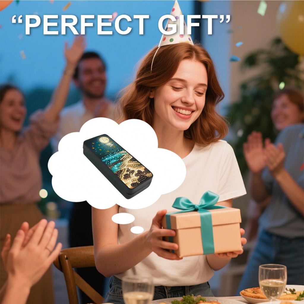 PU Strass Brillenaufbewahrungsetui Kunsthandwerk Diamantmalerei Weitsichtigkeitsbrillenbox für täglichen Arbeitsweg Reisen Tragen