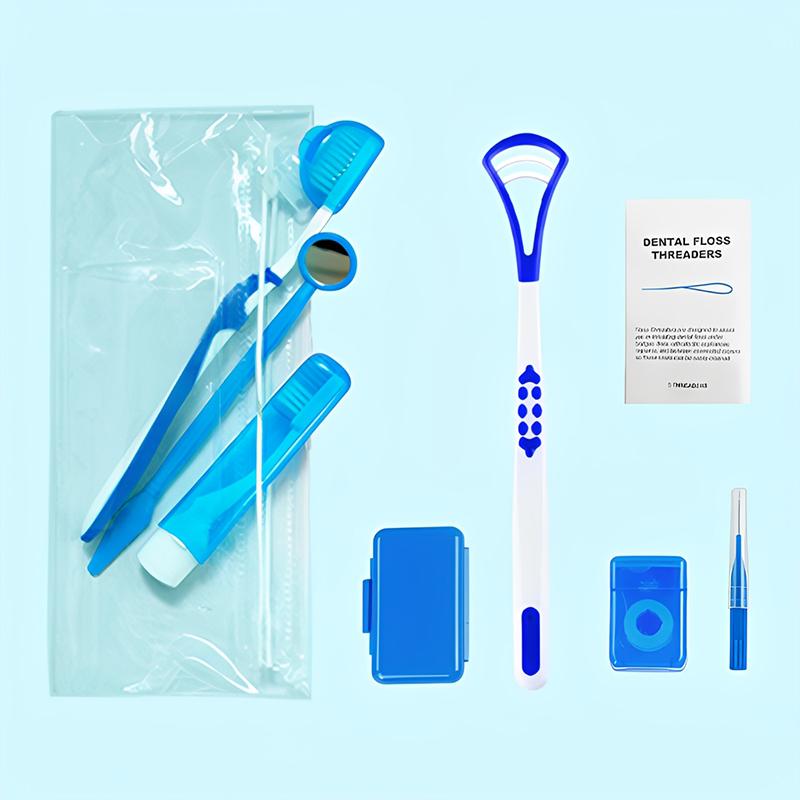 

8Pcs Dental Care Brush Kit Teeth Cleaning Braces Toothbrush With Interdental Brush Floss Thread Ortho Wax Travel Kit A3