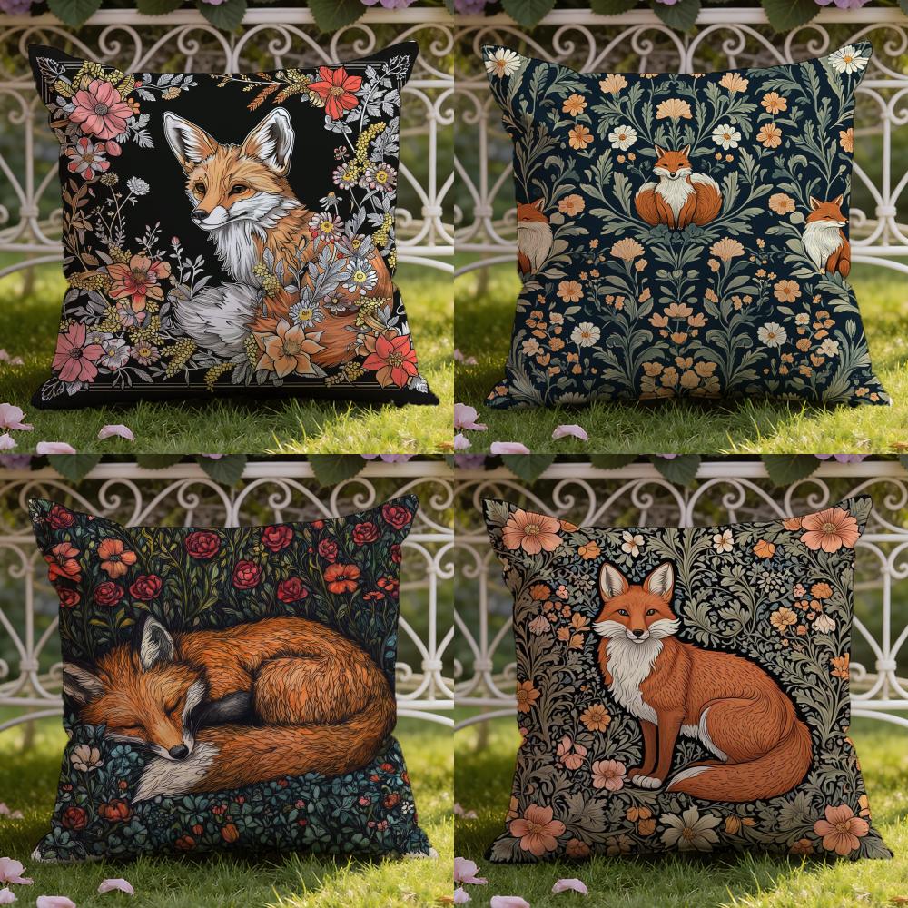 W-William M-Morris Art Fox Cushion Cover Home & Car Dual-Scene Pillow Cover: Reversible for Premium Comfort
