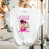 Women Personalised Breast Cancer Survivor TShirt Custom Text Name Pink Ribbon Strong Women Cartoon Short Sleeve Cotton Tee Tops