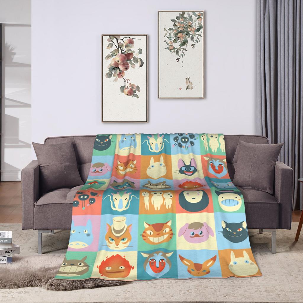 Japanese Blanket T-Totoros Travel Flannel Throw Blanket For Couch Bed Soft Custom DIY Quality Bedspread Gift Idea